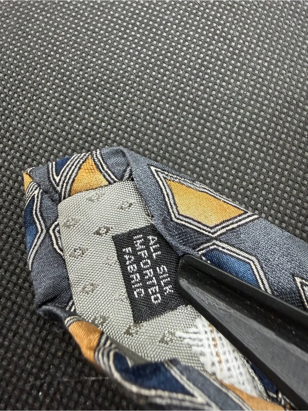 Vintage Monsieur Givenchy Silk Tie Geometric Blue Gold Made USA 57.5” x 4”